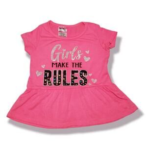 Diva Girls Make The Rules Pink Peplum Long Shirt / Dress - Size 3T